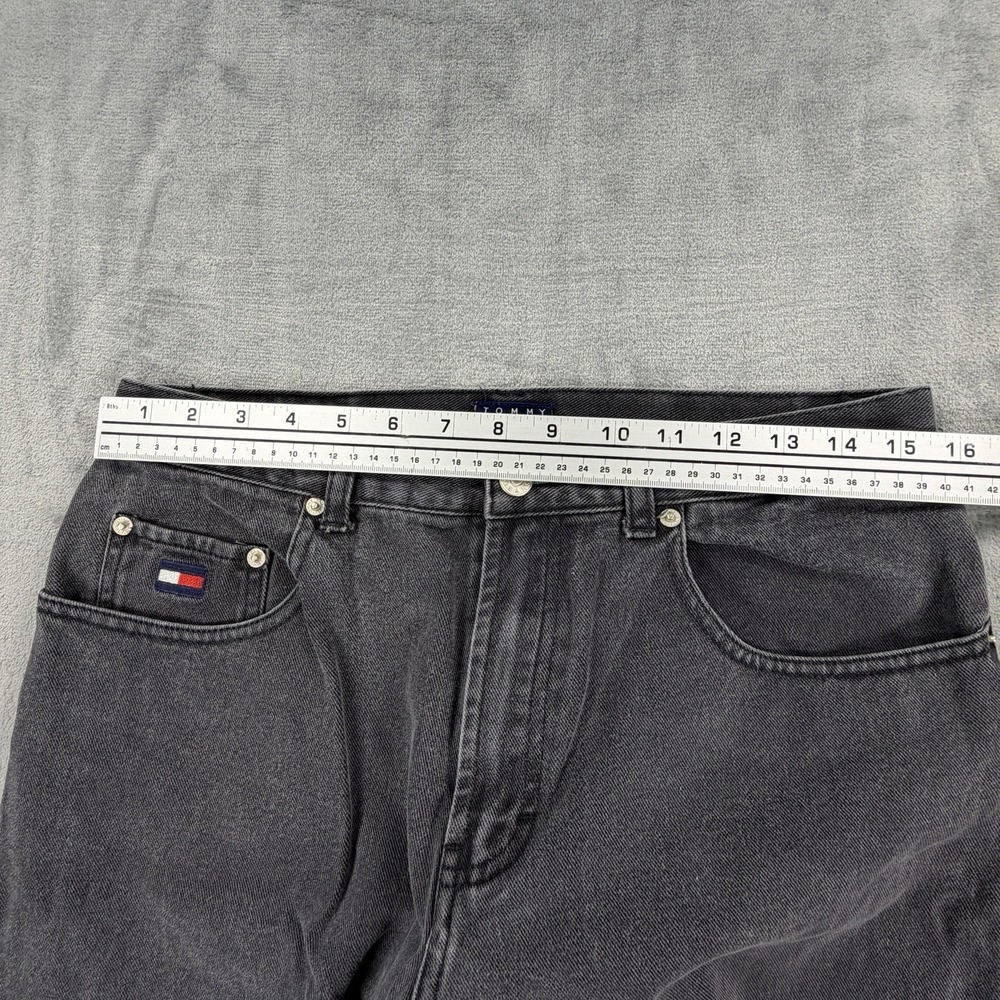 Tommy Hilfiger Jeans Mens 12 Gray Vintage Straight Leg Denim 90s Style USA Flag - Picture 5 of 10
